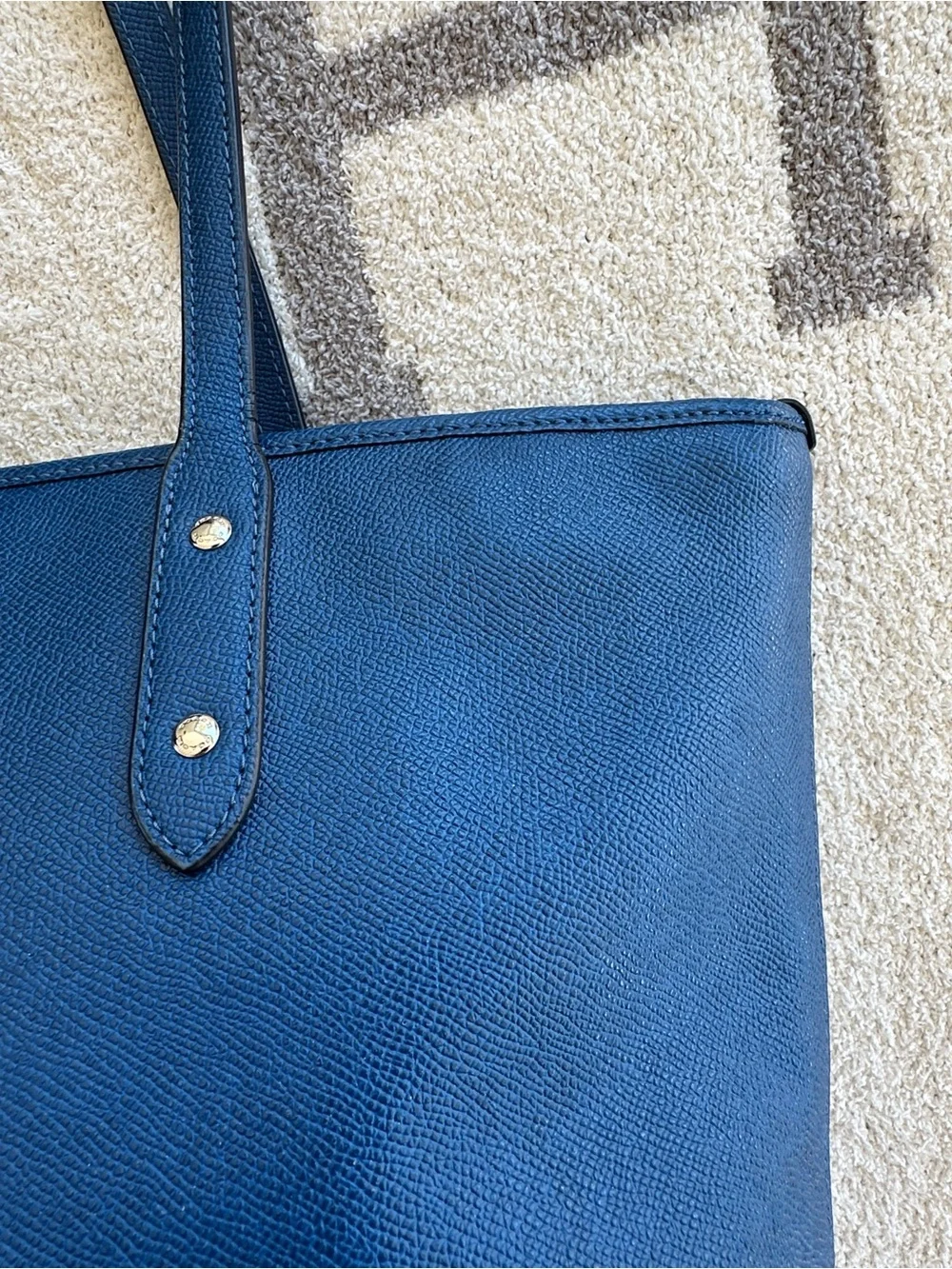 Coach Navy Pebbled Leather Tote - Coach